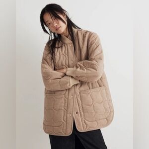 NWT MADEWELL Quilted Bomber Jacket Women's Matchstick Tan Oversized Size Medium